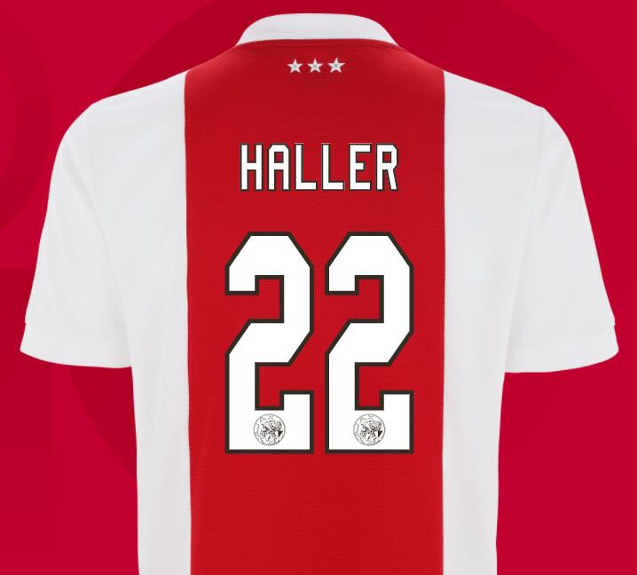 2021/22 Ajax Home Kit Soccer Jersey with Haller 22 printing